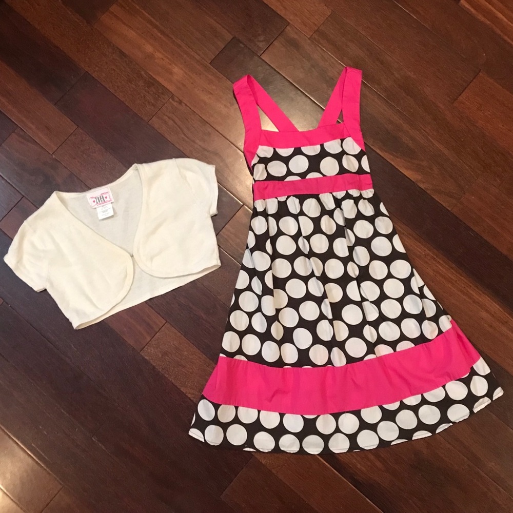 Zoey brown polka dotted dress w shrug